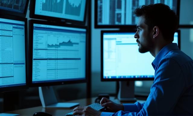 Person looking frustrated at a spreadsheet on a computer screen
